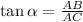 \tan\alpha =\frac{AB}{AC}