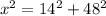 x^2=14^2+48^2