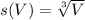 s(V)=\sqrt[3]{V}