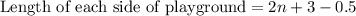 \text{Length of each side of playground}=2n+3-0.5