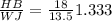 \frac{HB}{WJ}=\frac{18}{13.5}1.333