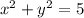 x^{2} +y^{2}=5