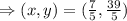 \Rightarrow (x,y)=(\frac{7}{5},\frac{39}{5})