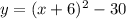 y=(x+6)^2-30