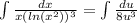 \int \frac{dx}{x(ln(x^2))^3} = \int \frac{du}{8u^3}