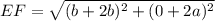 EF=\sqrt{(b+2b)^{2}+(0+2a)^{2}}