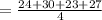 =\frac{ 24+30+23+27}{4}