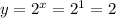 y=2^x=2^1=2