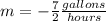 m=-\frac{7}{2}\frac{gallons}{hours}