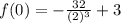 f(0)=-\frac{32}{(2)^3}+3
