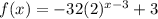 f(x)=-32(2)^{x-3}+3