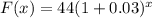 F(x)=44(1+0.03)^x