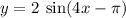 y = 2 \:  \sin(4x - \pi)