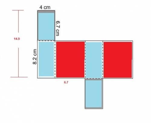 Determine the total surface area of the following figure.  a.114.54 square  b.219.76 square centimet