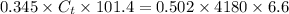 0.345\times C_t\times 101.4=0.502\times 4180\times 6.6