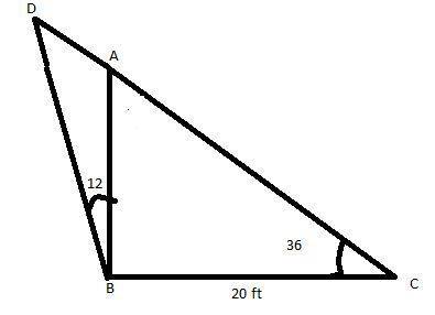 Apole tilts toward the sun at a 12° angle from the vertical, and it casts a 20-foot shadow. the angl