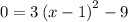 0=3\left(x-1\right)^2-9