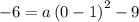 -6=a\left(0-1\right)^2-9