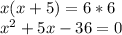 x(x+5)=6*6\\x^{2}+5x-36=0