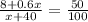 \frac{8+0.6x}{x+40} =\frac{50}{100}