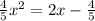 \frac{4}{5}x^2=2x-\frac{4}{5}