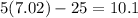 5(7.02)-25=10.1