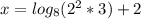 x = log_ {8} (2 ^ 2 * 3) +2