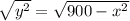 \sqrt{y^2}=\sqrt{900-x^2}