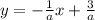 y =  -  \frac{1}{a} x +  \frac{3}{a}