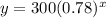 y = 300(0.78)^x