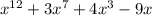 x^{12} +3x^{7} + 4x^{3}  -9x