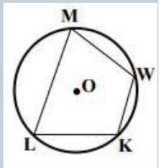 Given:  circle k(o), m lm = 164°, m wk = 68°, m∠mlk = 65° . find:  m∠lmw
