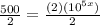 \frac{500}{2} = \frac{(2)(10^{5x})}{2}