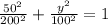\frac{50^2}{200^2}+ \frac{y^2}{100^2}=1