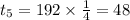 t_5=192\times\frac{1}{4} =48