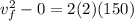 v_f^2 - 0 = 2(2)(150)