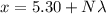 x = 5.30 + N\lambda