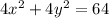 4x^2+4y^2=64