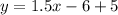 y=1.5x-6+5