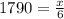 1790 = \frac{x}{6}