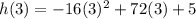 h(3)=-16(3)^2+72(3)+5