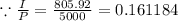 \because \frac{I}{P} = \frac{805.92}{5000}=0.161184