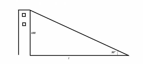 Abuilding that is 100 for tall casts a shadow that makes a 30 degree angle. approximately how long i