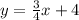 y=\frac{3}{4}x+4