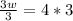 \frac{3w}{3}=4*3