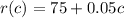 r(c)=75+0.05c