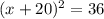 (x+20)^2 = 36\\