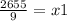 \frac{2655}{9}={x}{1}