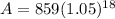 A=859(1.05)^{18}