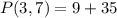 P(3,7)=9+35